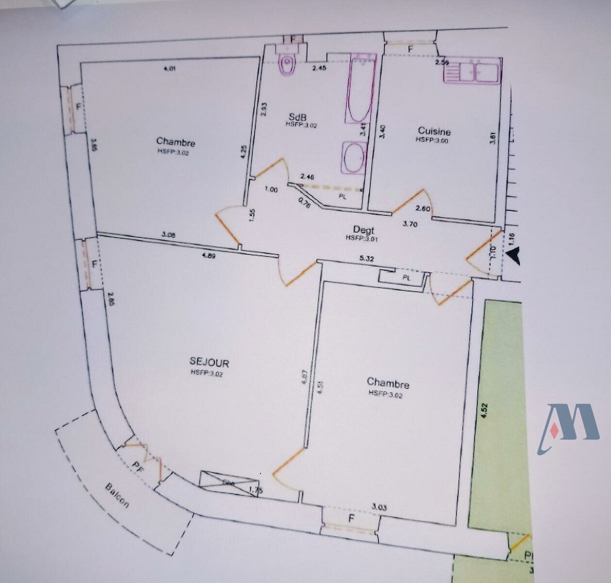 3 PIECES SOUS LOI  - MONTE-CARLO - Plan loop.index0+1 / 1